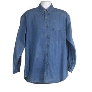 American Terrain Men's Denim Long Sleeve Button-up Shirt Size L
